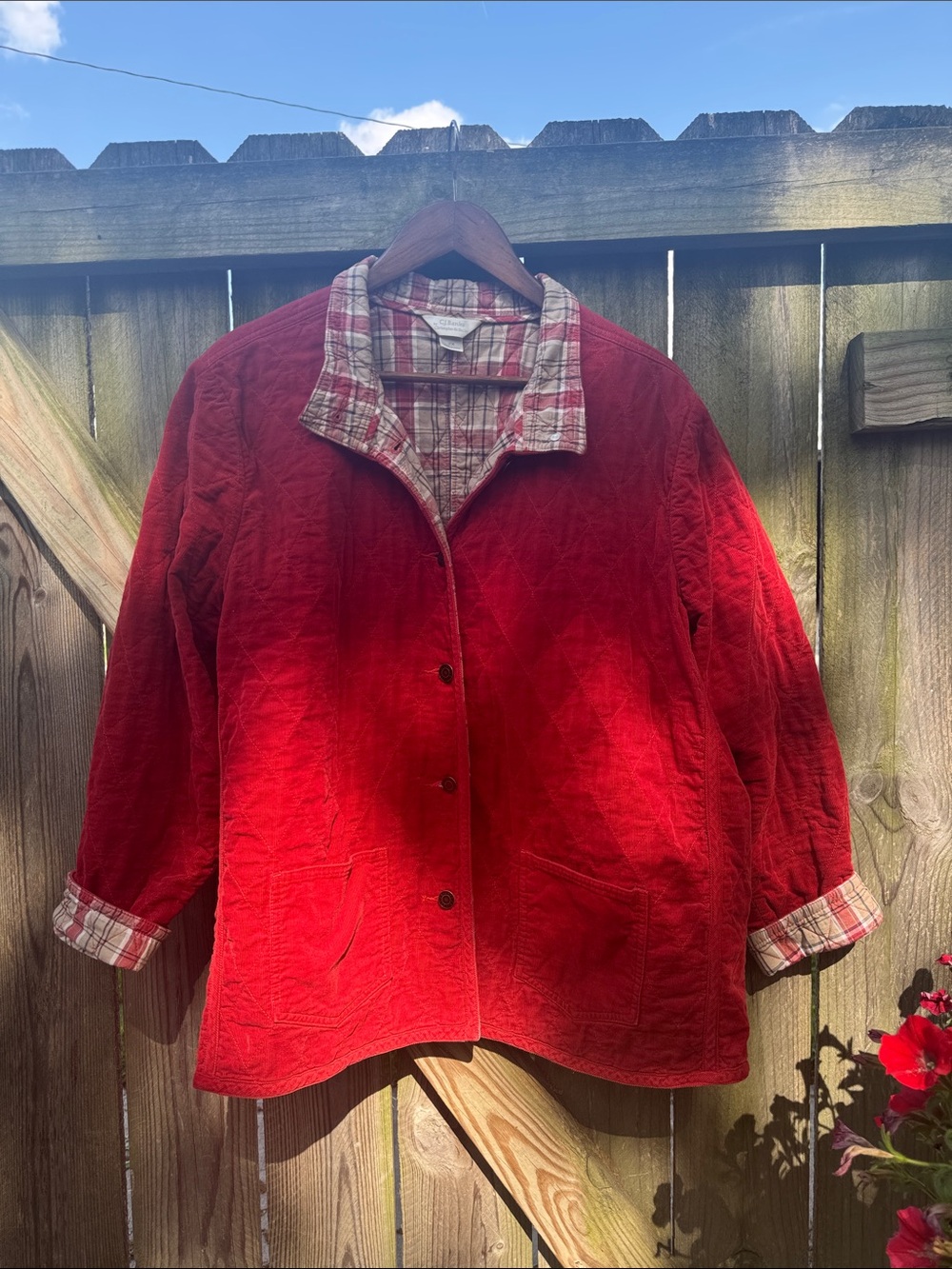 Vtg CJ Banks Orange Corduroy Barn Jacket